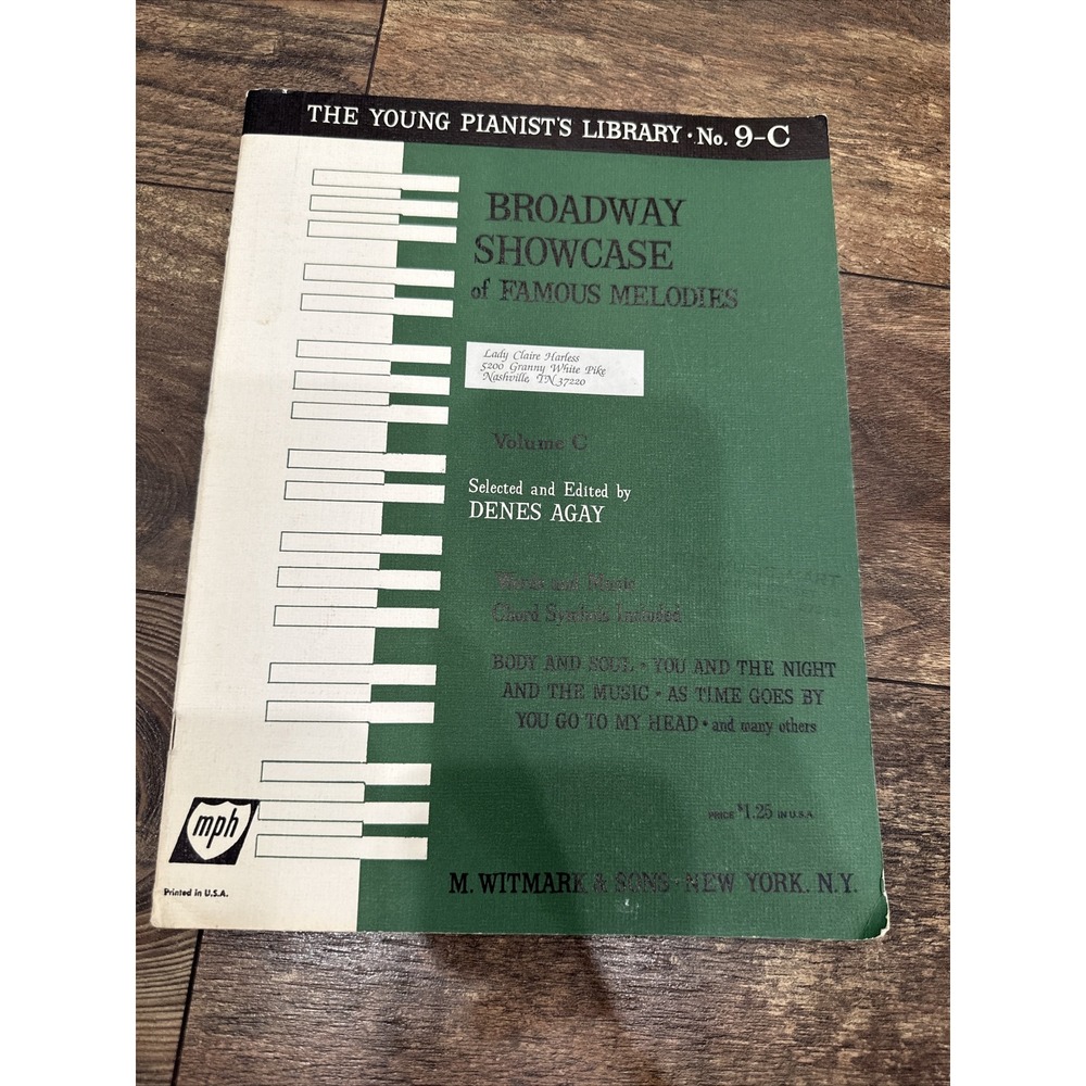 1963 BROADWAY SHOWCASE FAMOUS MELODIES‎ Young Pianist's Library Volume C D Agay